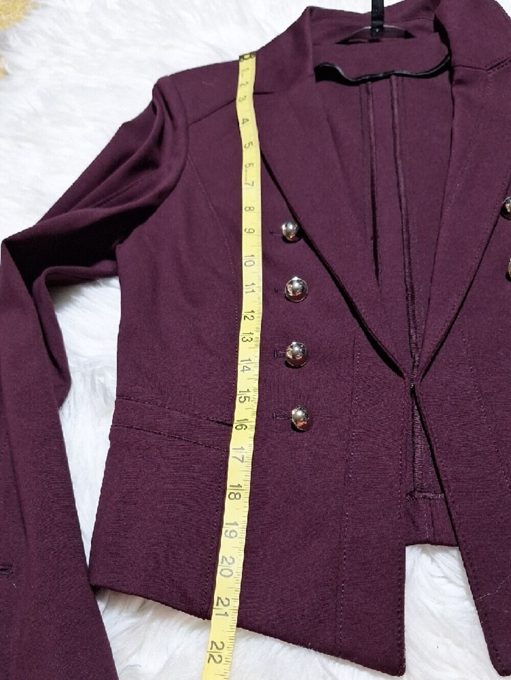 Tailored White House Black Market Plum Double-Breasted Military Blazer - Picture 10 of 11